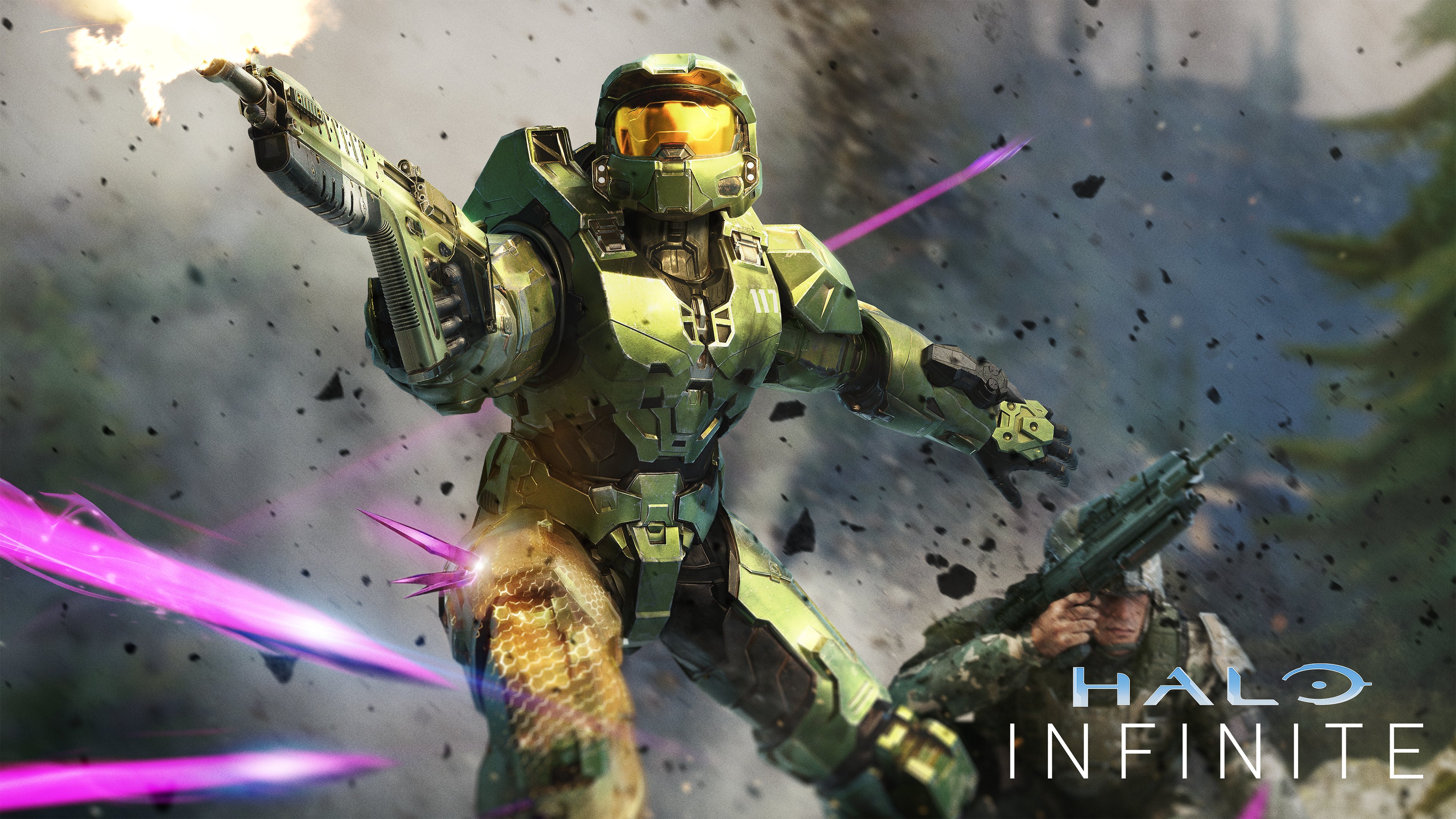 Master Chief: Halo Infinite Epic Battle 4K Wallpaper