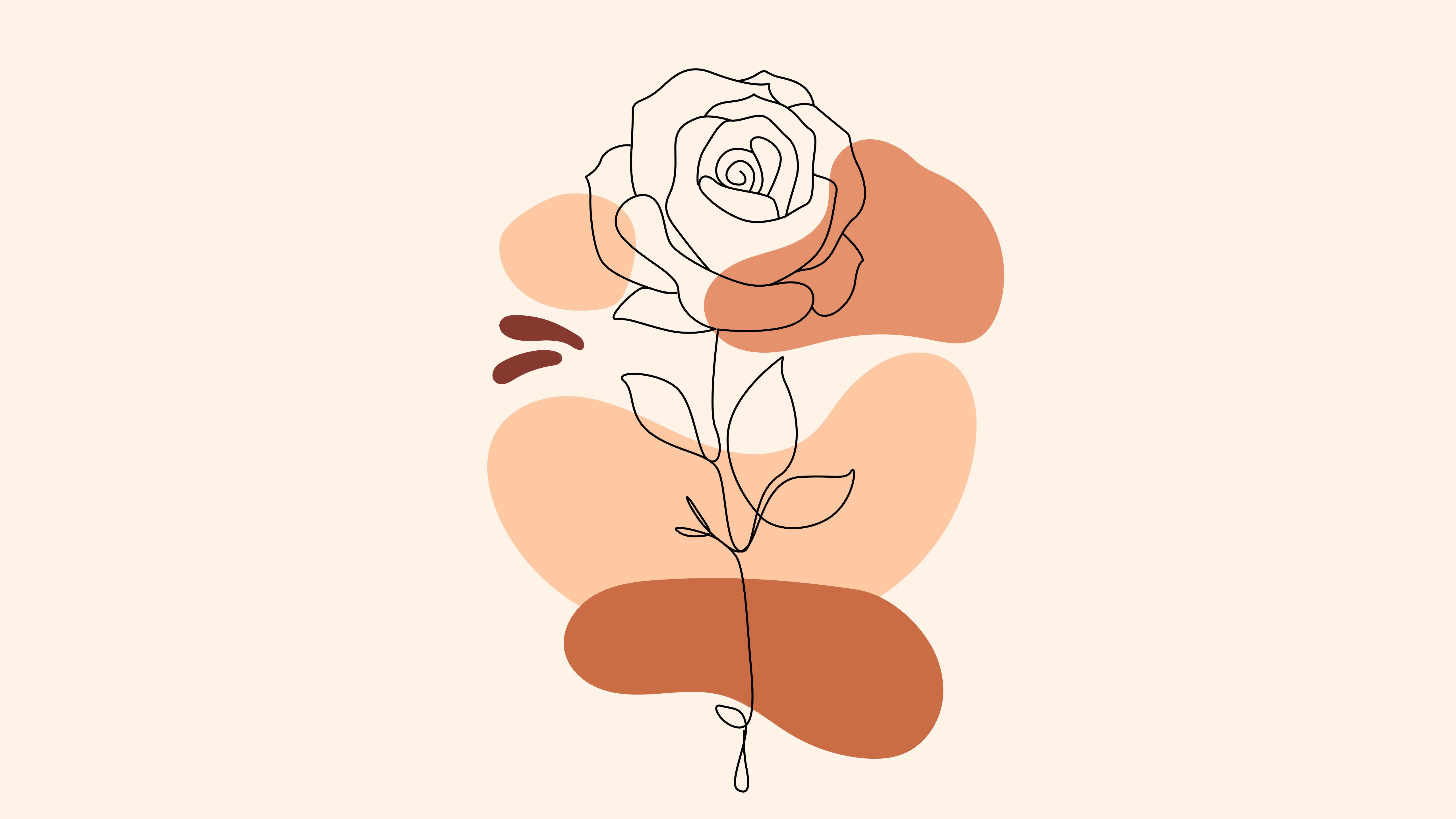 Minimalist Rose in Soft Boho Palette 4K 5K Wallpaper
