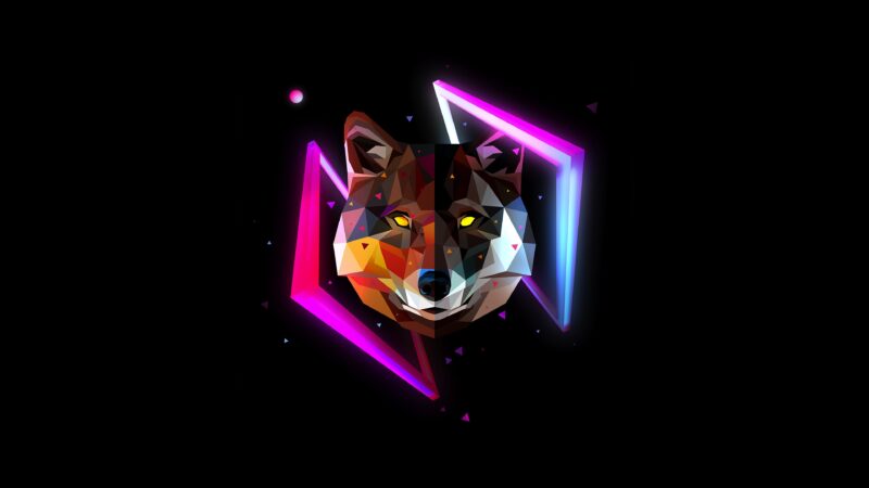Wolf: Neon Geometric Predator 4K Wallpaper