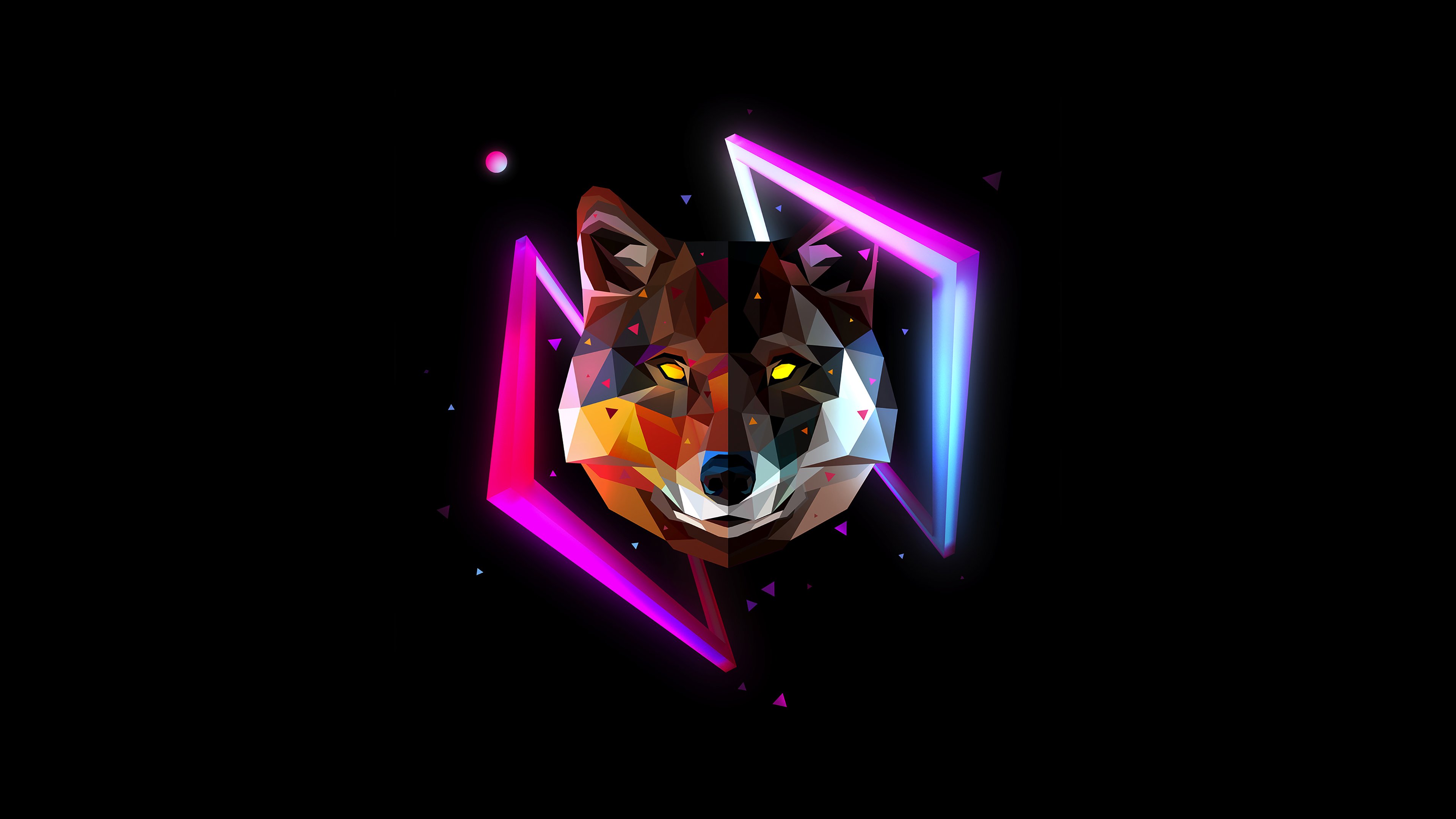 Wolf: Neon Geometric Predator 4K Wallpaper