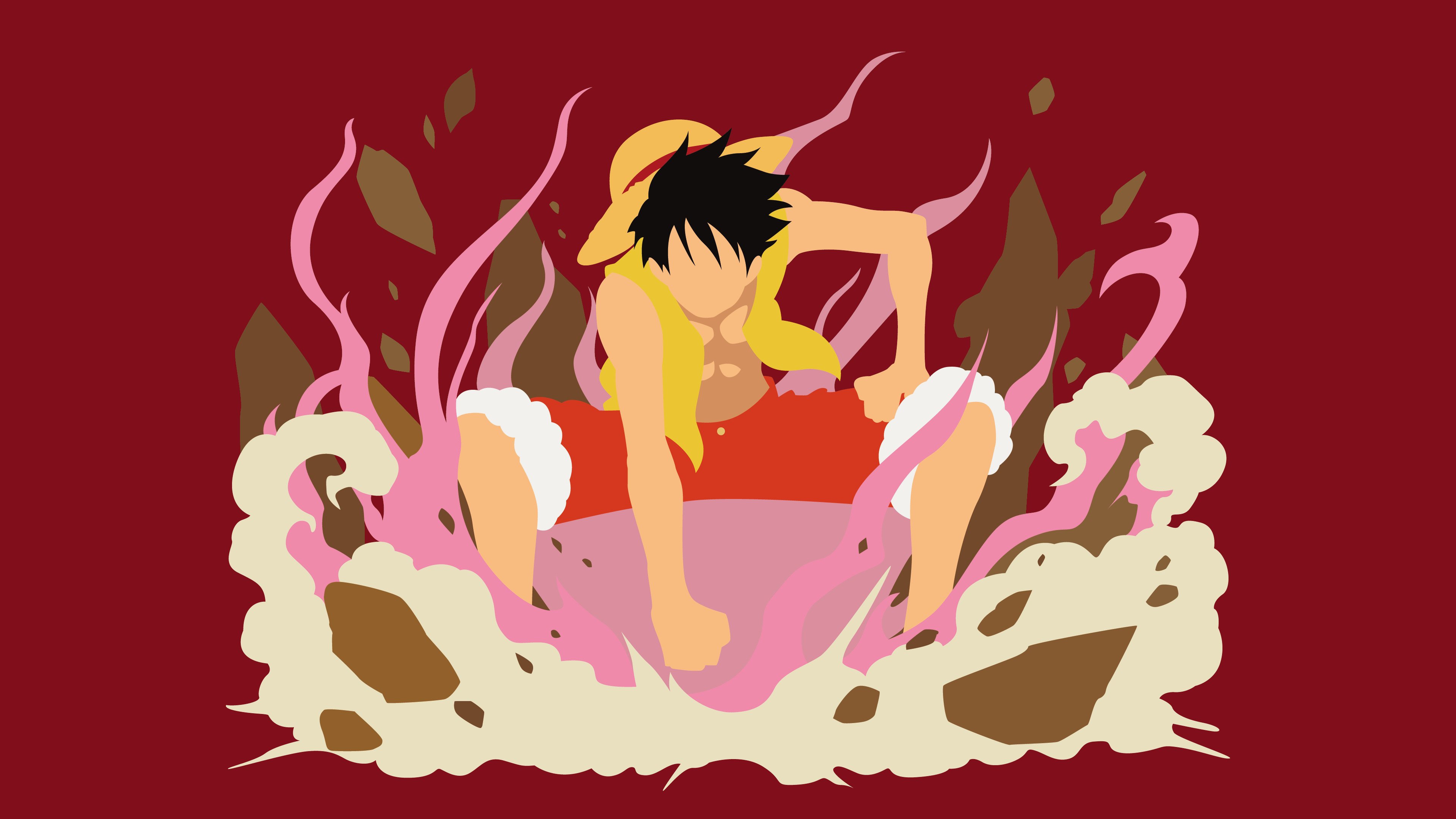 Luffy Explosion: Rubber Power Unleashed 4K Wallpaper