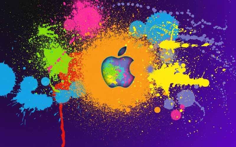 Apple Logo: Splattered Color Canvas 4K Wallpaper