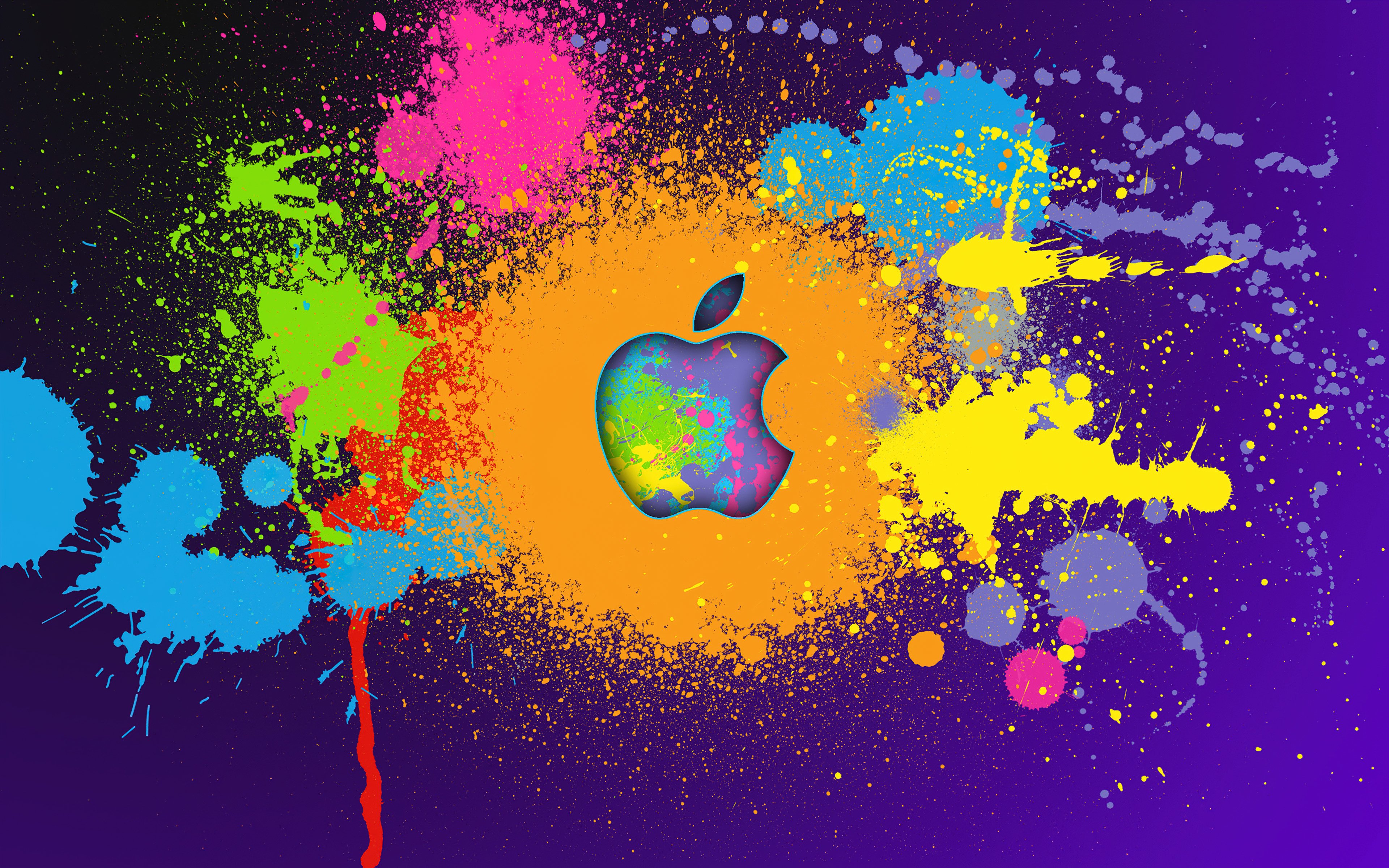 Apple Logo: Splattered Color Canvas 4K Wallpaper