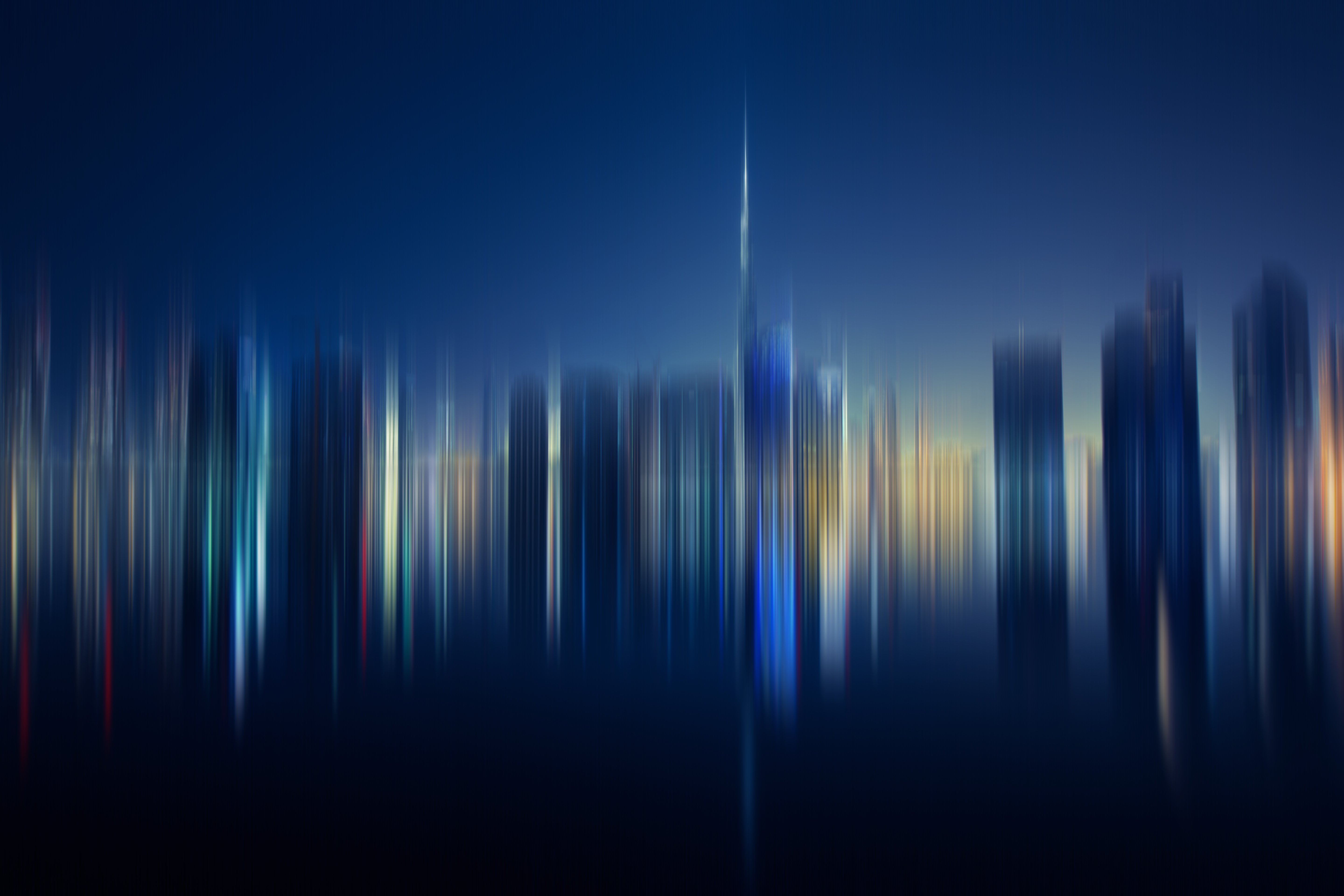 Dubai Skyline: Luminous Motion Blur 4K 5K Wallpaper