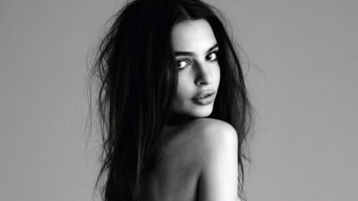 Emily Ratajkowski: Timeless Monochrome Beauty 4K 5K Wallpaper